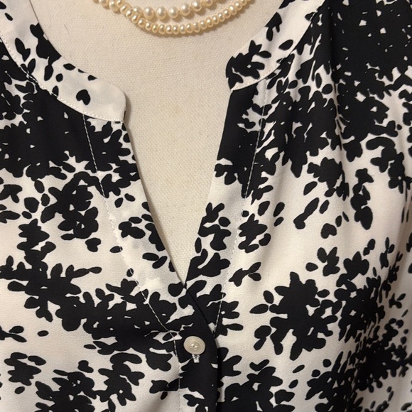 Talbots Black and White Floral Blouse - Picture 2 of 7
